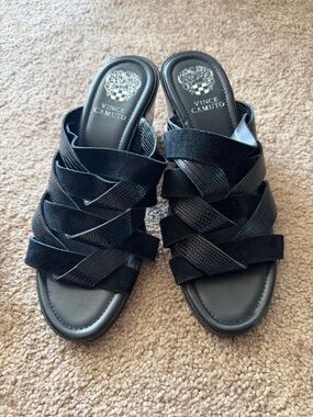 Vince Camuto Black Braided Slide Mules
